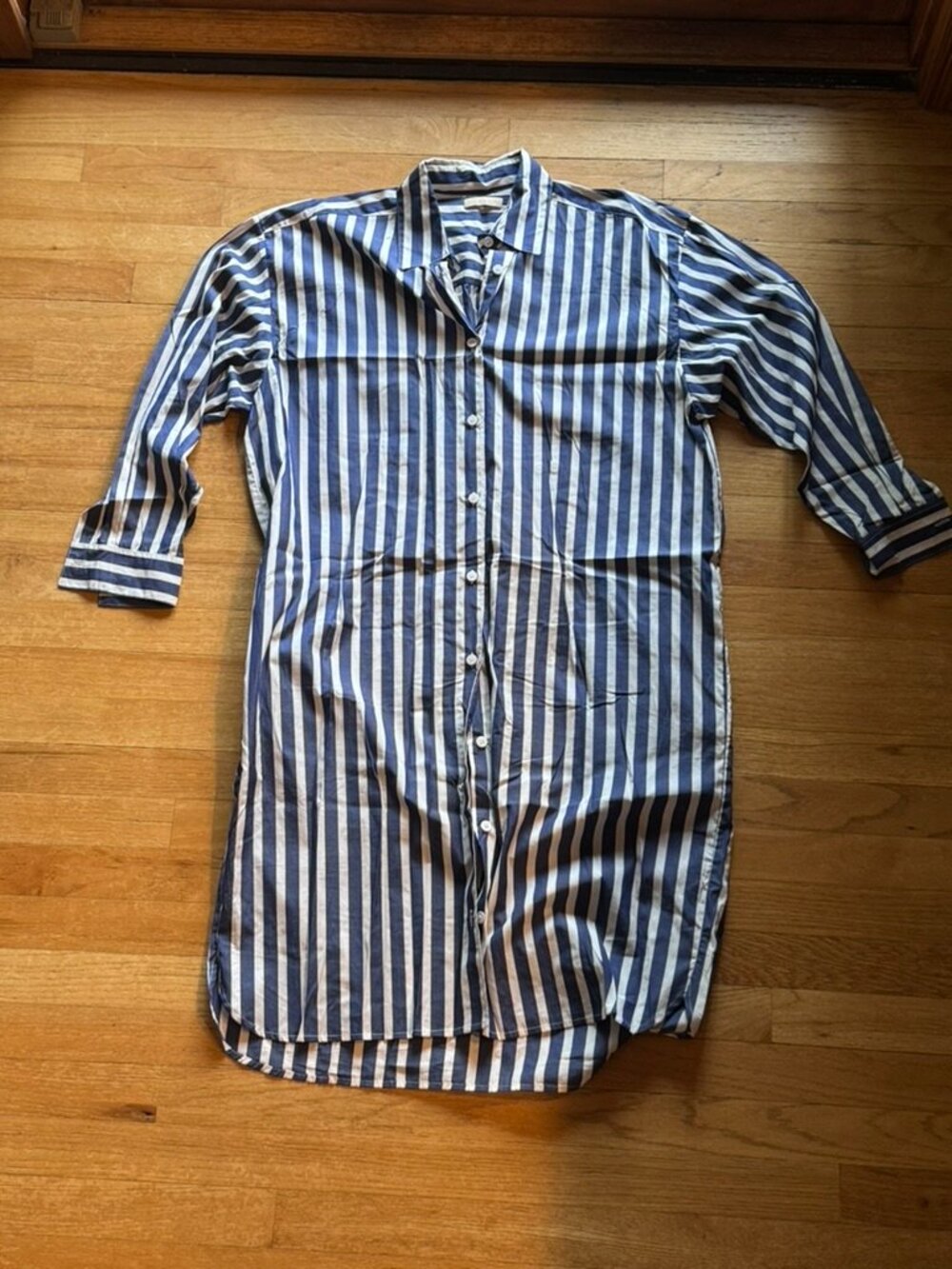 Jesse Kamm Ulu Japanese Poplin Shirt Dress in Bold Stripe